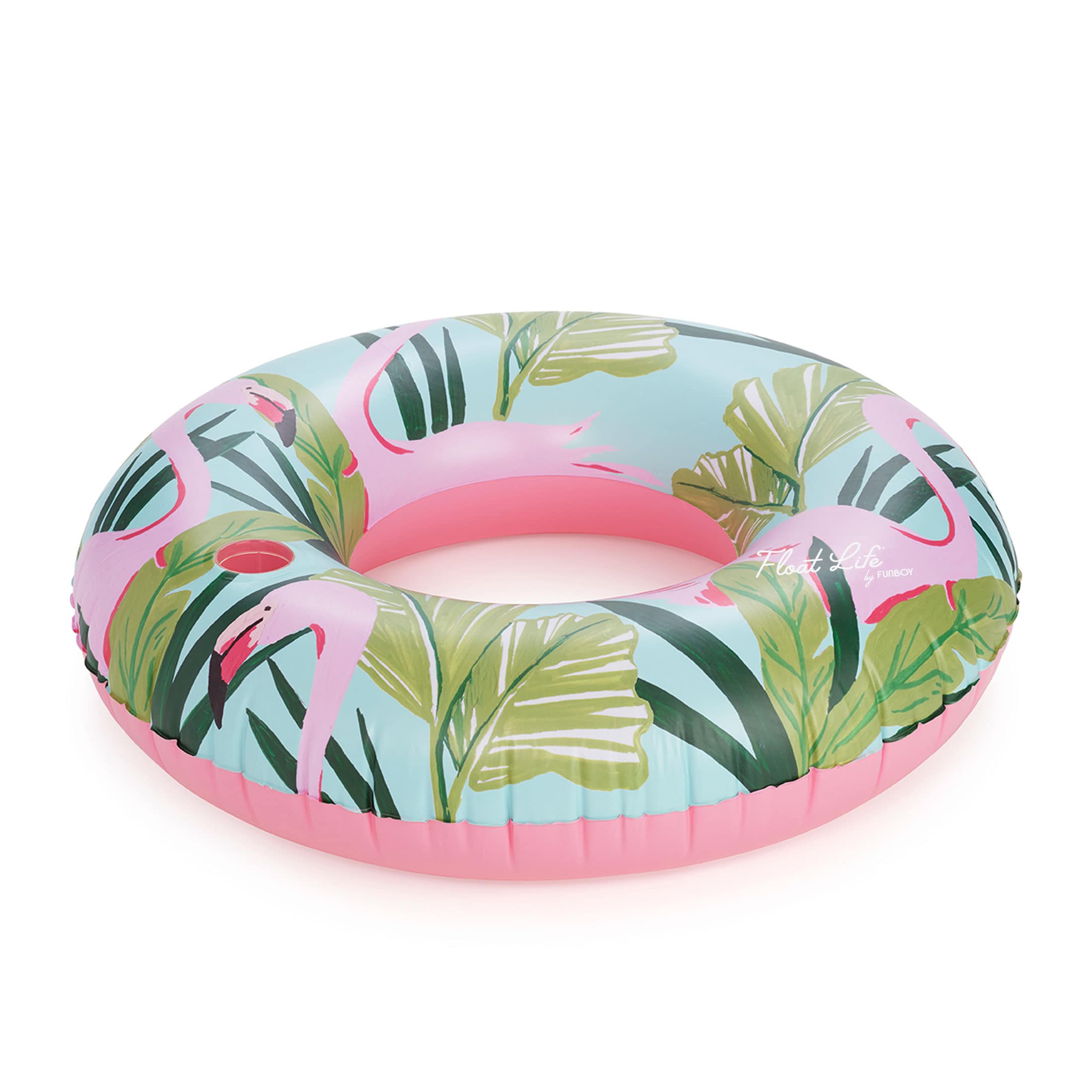 Tropical Flamingo Tube Pool Float with Cup Holder