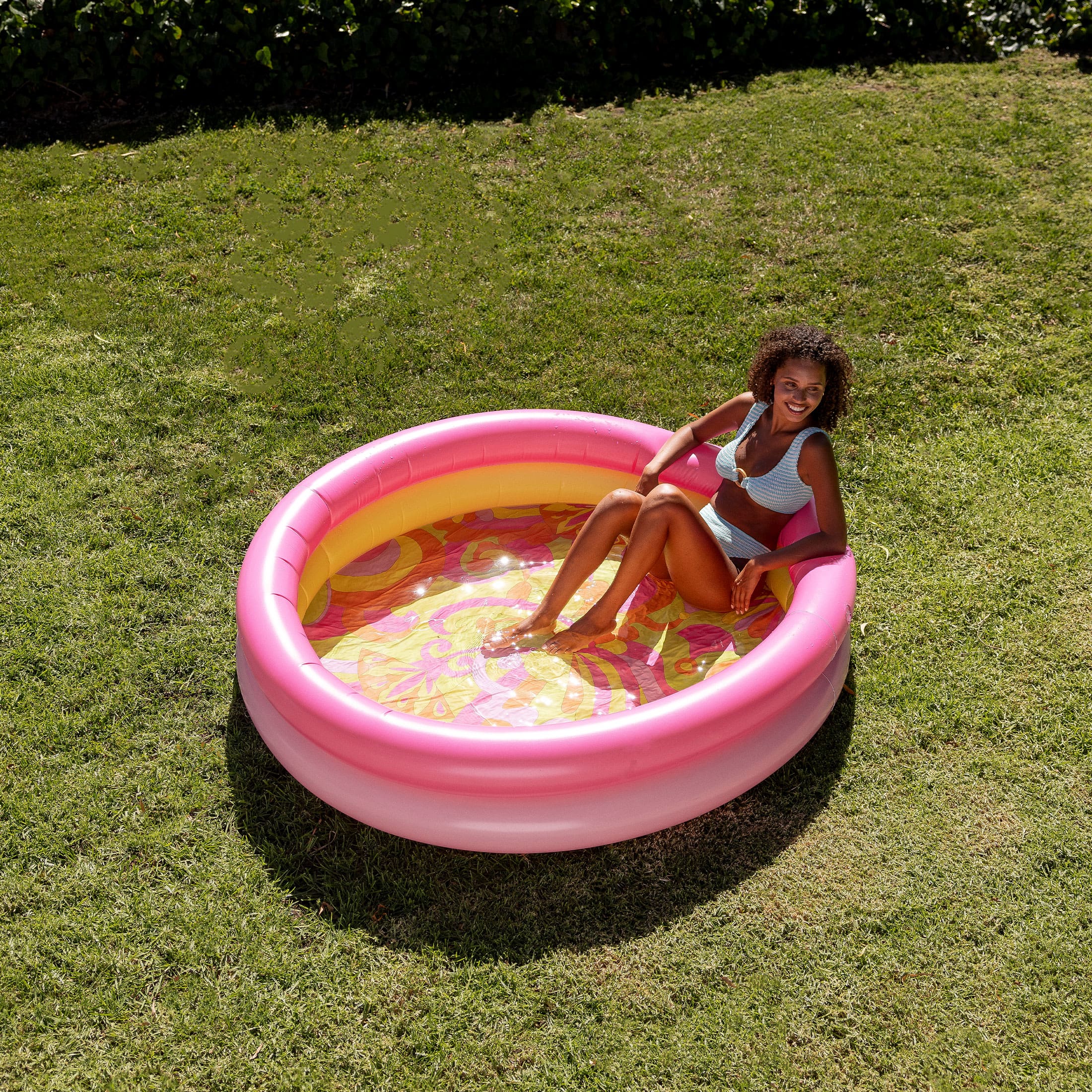 Pink & Yellow Retro Swirl Inflatable Kiddie Pool 