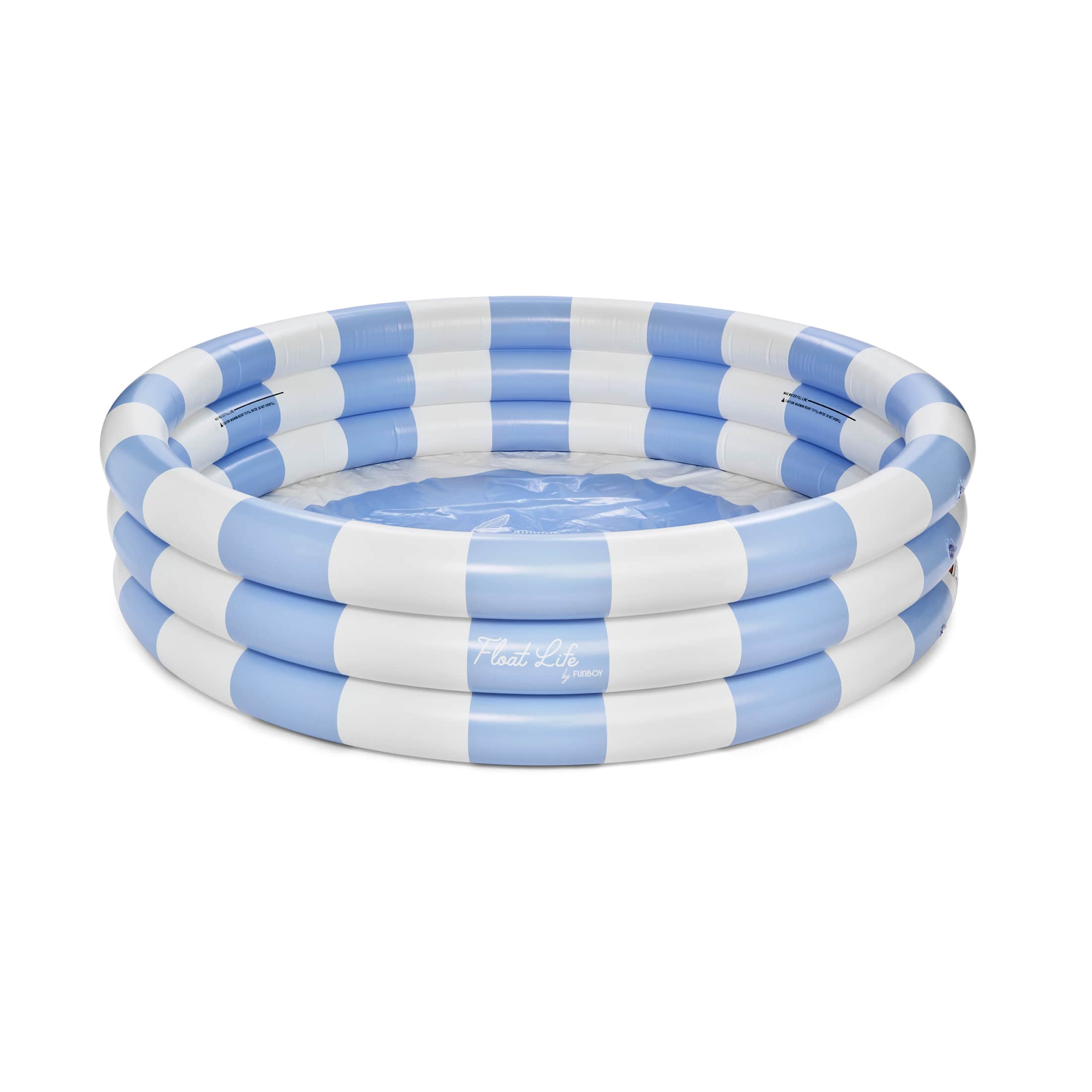 Float Life Inflatable Round 3-Ring Pool, Blue Stripe - Summer Breeze, 65" Diameter, perfect for kids and adults