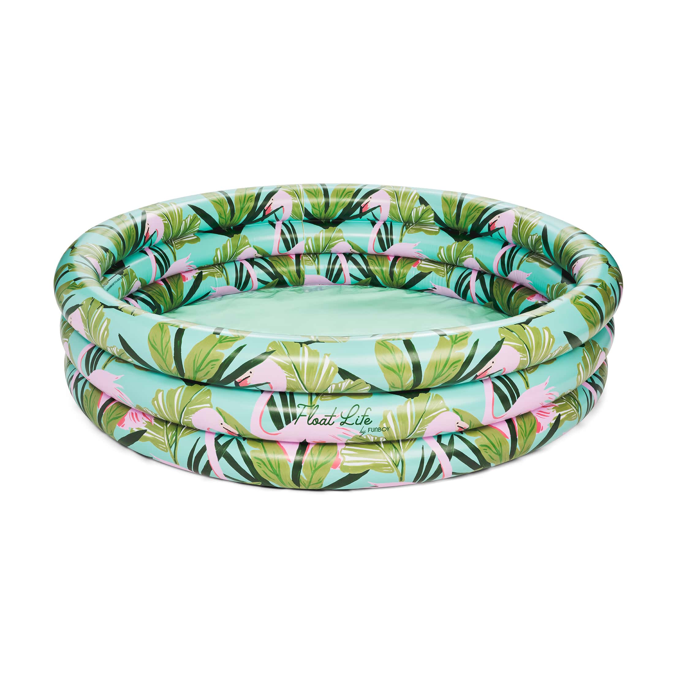 Float Life Inflatable Round 3-Ring Pool, Tropical Paradise, 65" Diameter, perfect for kids and adults