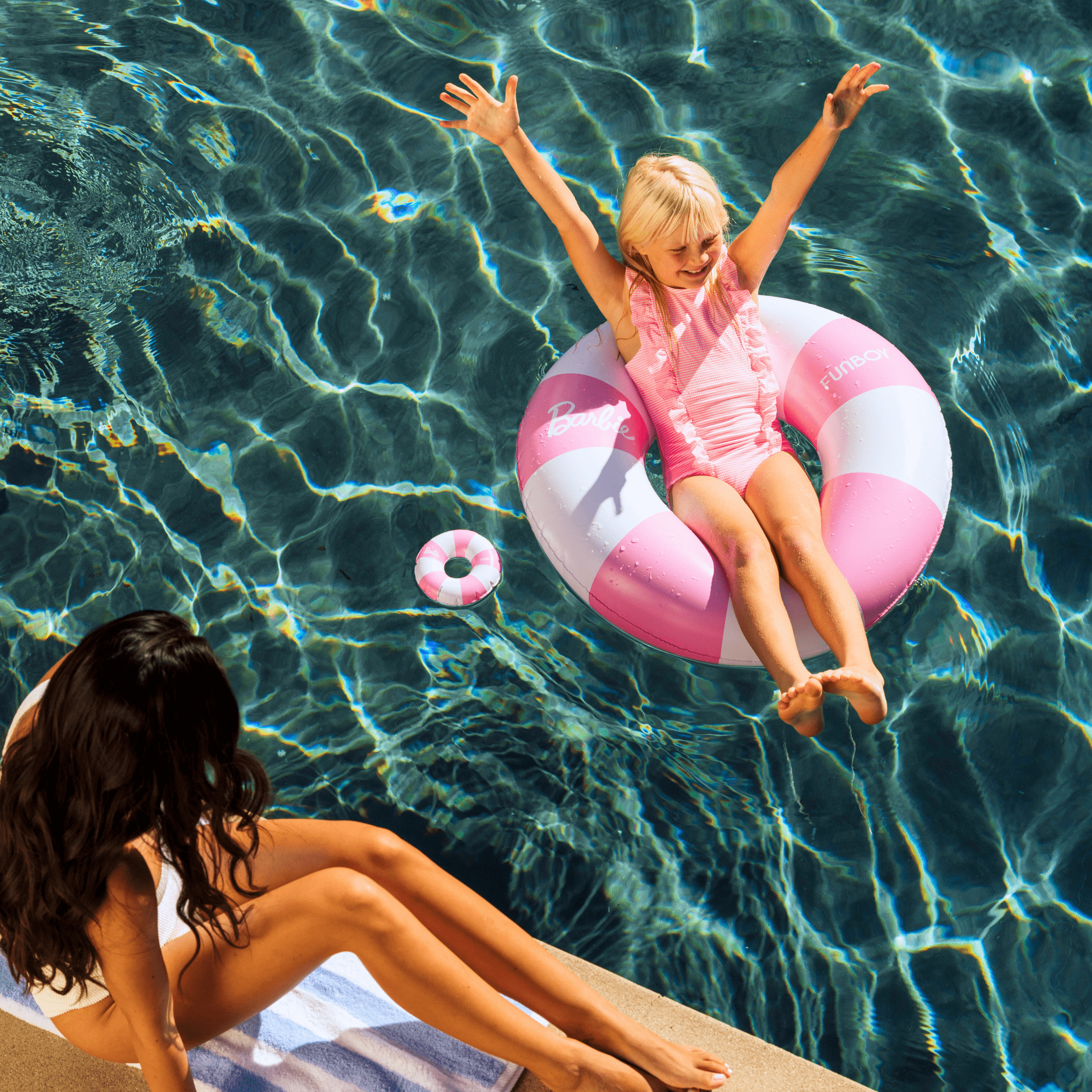 Barbie™ by FUNBOY Pink & White Striped Tube and Bonus Matching Doll Tube, 34" Diameter