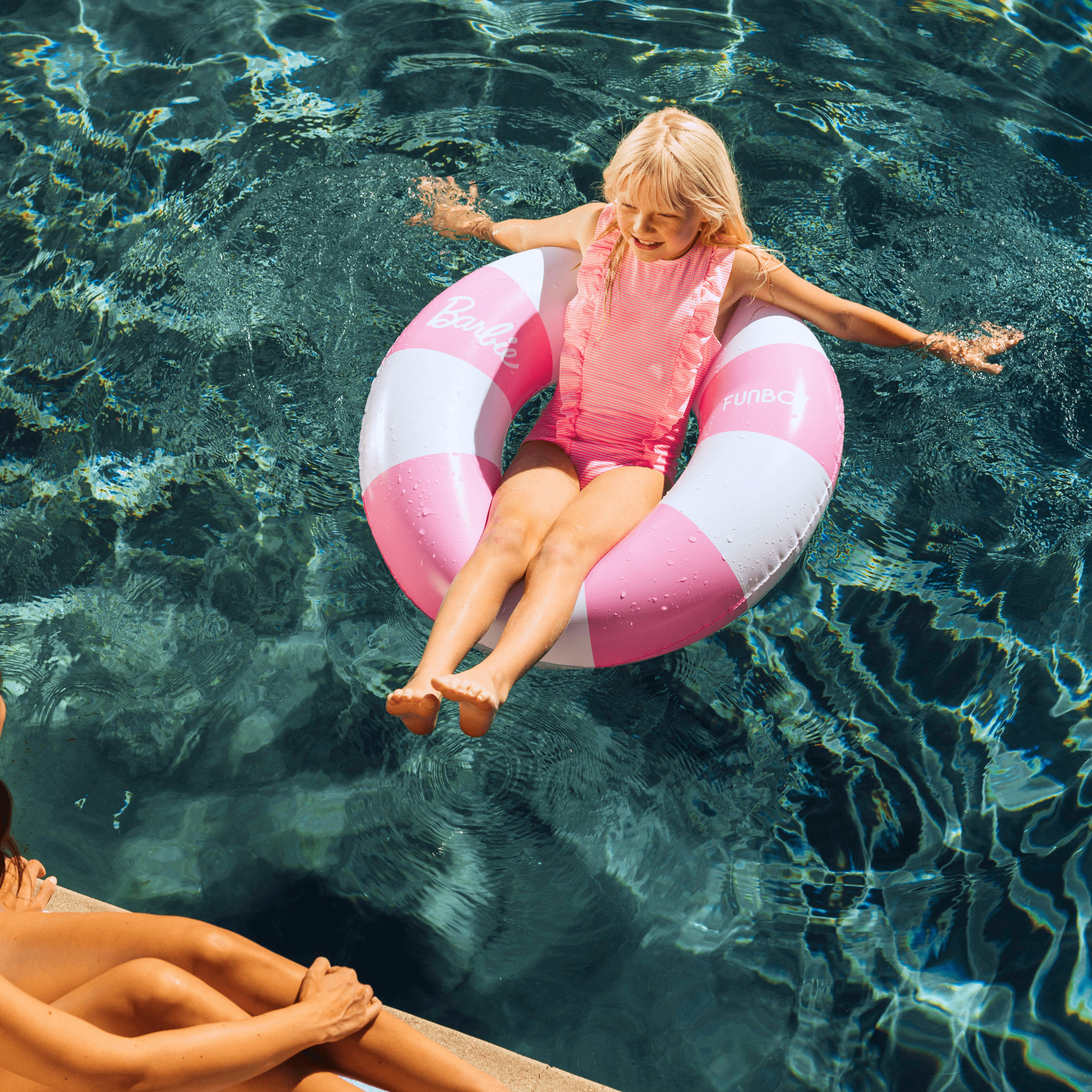 Barbie™ by FUNBOY Pink & White Striped Tube and Bonus Matching Doll Tube, 34" Diameter