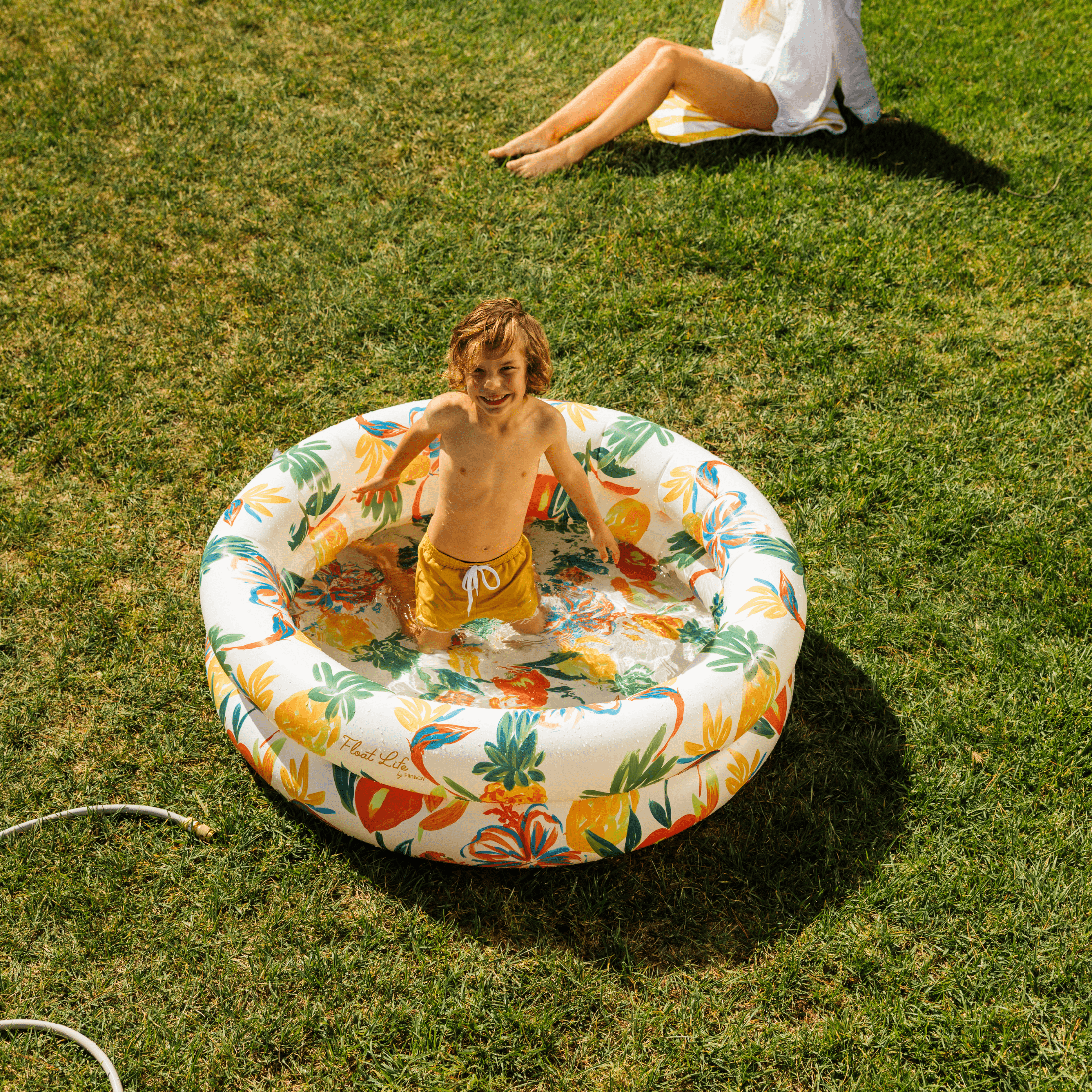 Float Life Inflatable Round 2-Ring Pool, Tropical Paradise, 48" Diameter