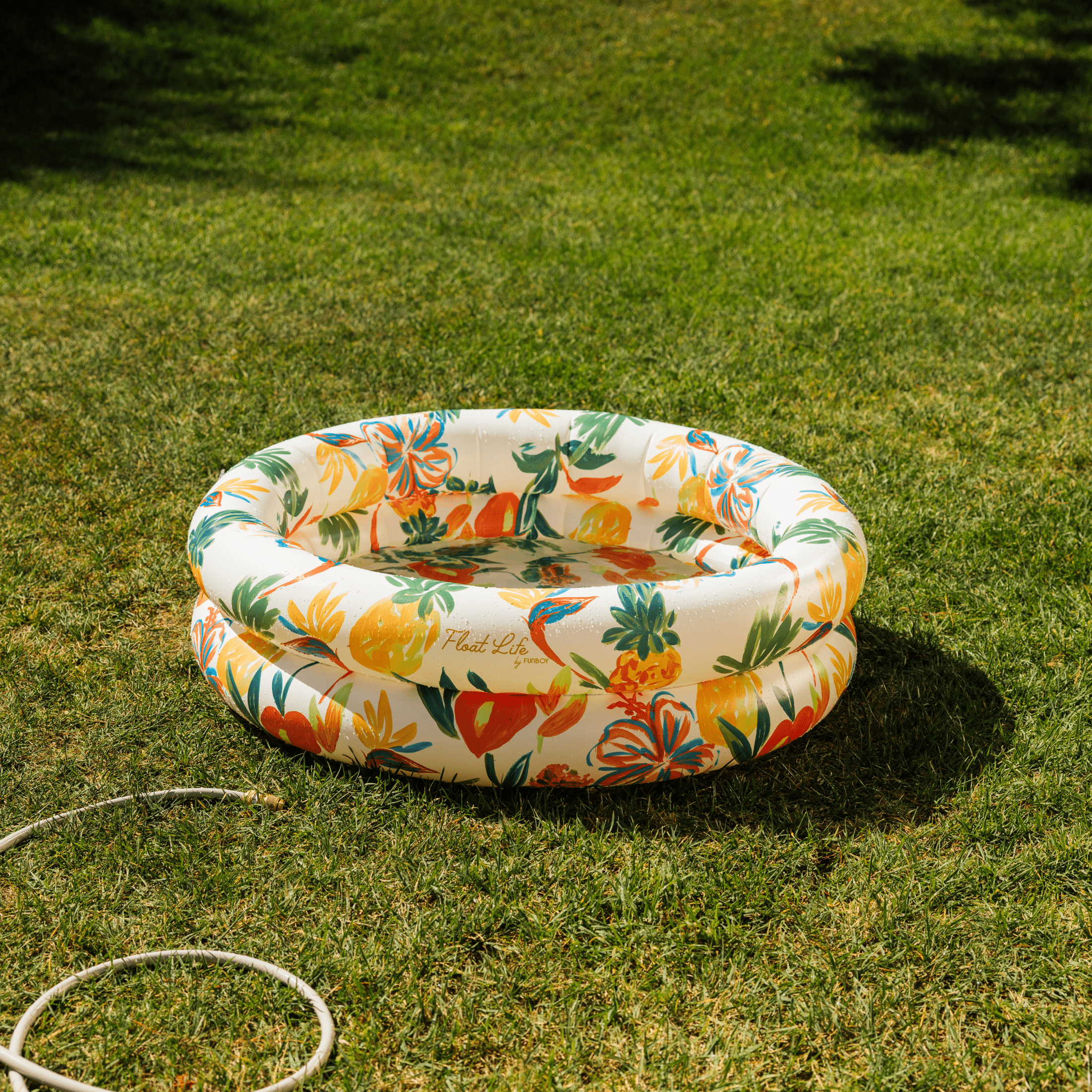 Float Life Inflatable Round 2-Ring Pool, Tropical Paradise, 48" Diameter