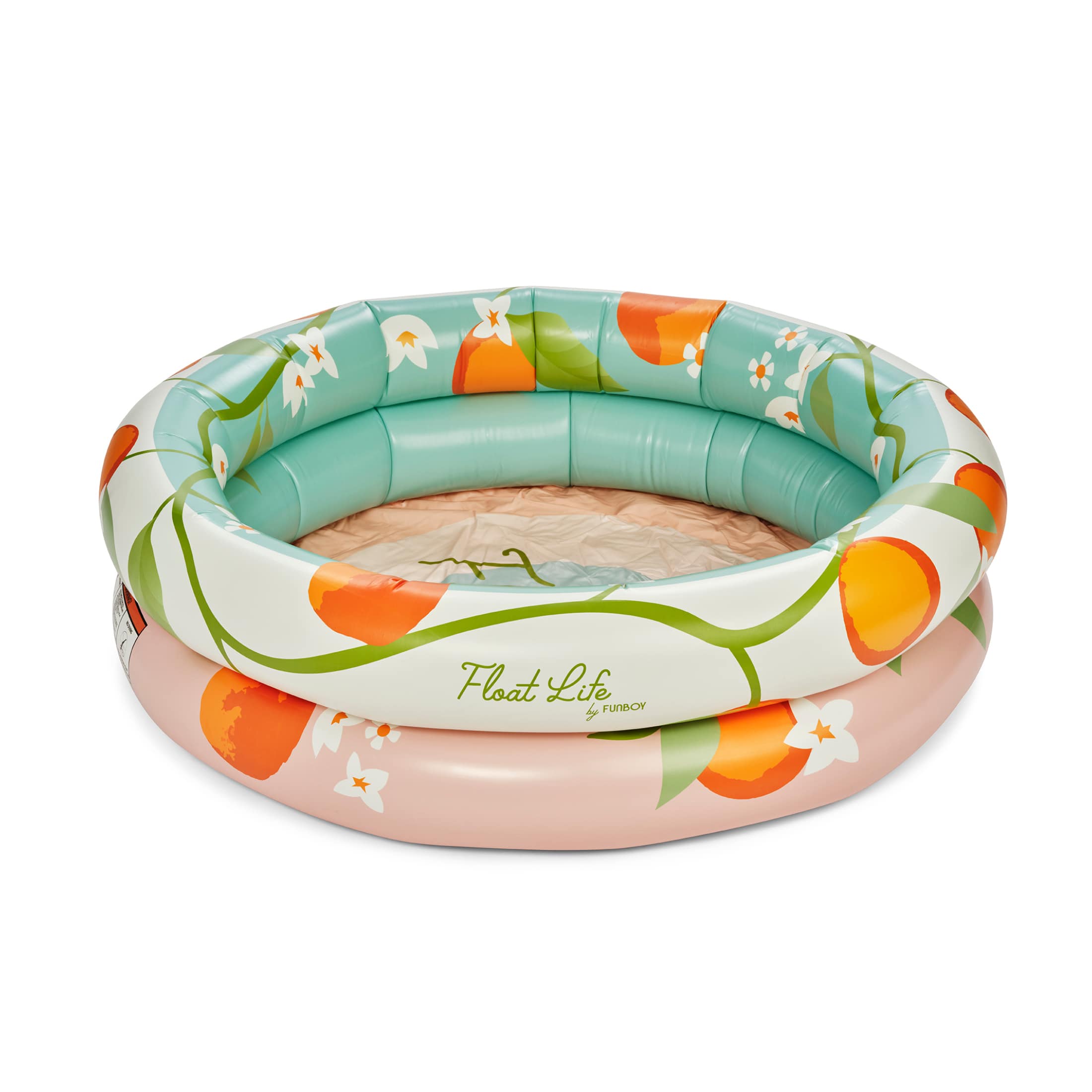 Float Life Orange Blossom Inflatable Round 2-Ring Pool, 48'' Diameter Pool for Kids and Adults