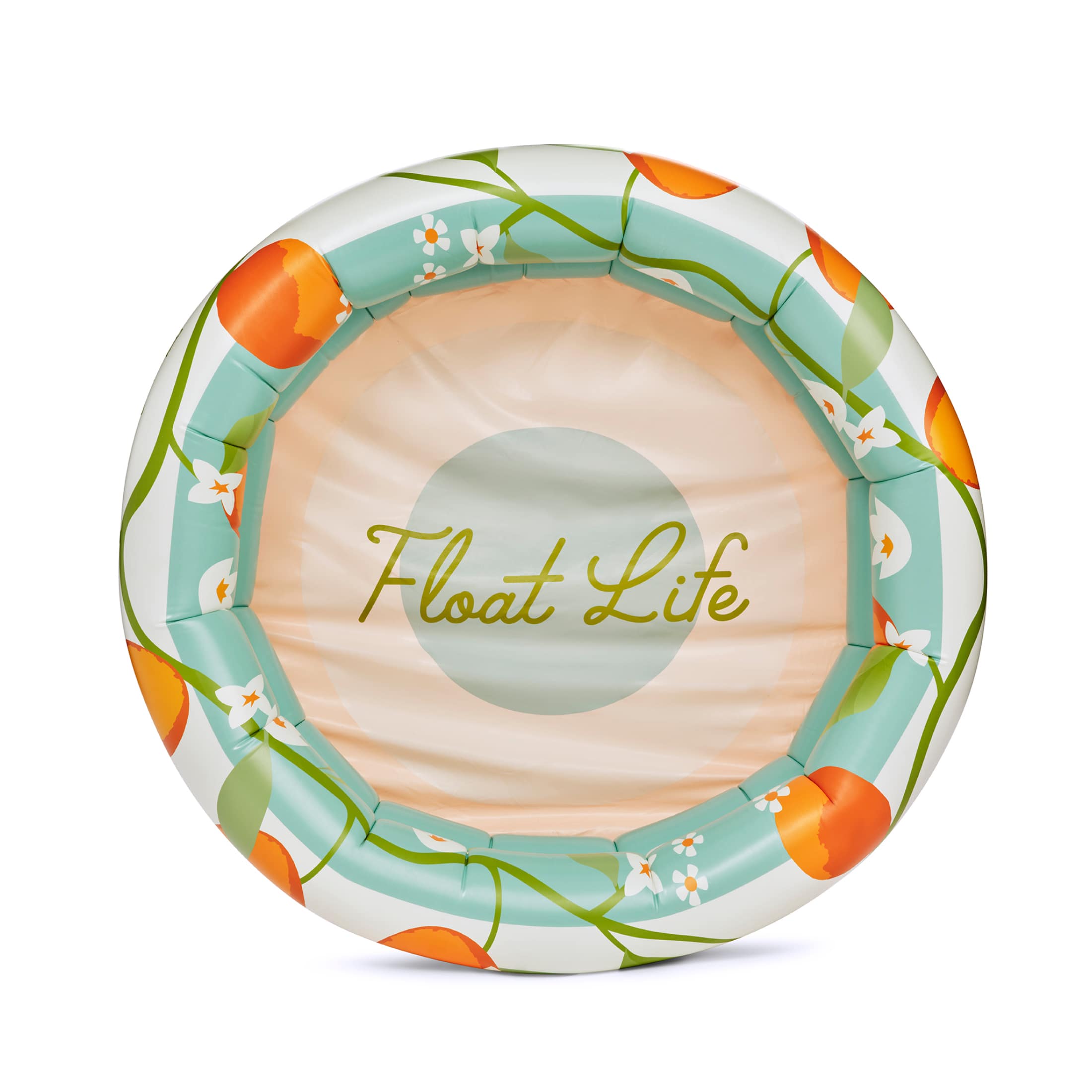 Float Life Orange Blossom Inflatable Round 2-Ring Pool, 48'' Diameter Pool for Kids and Adults